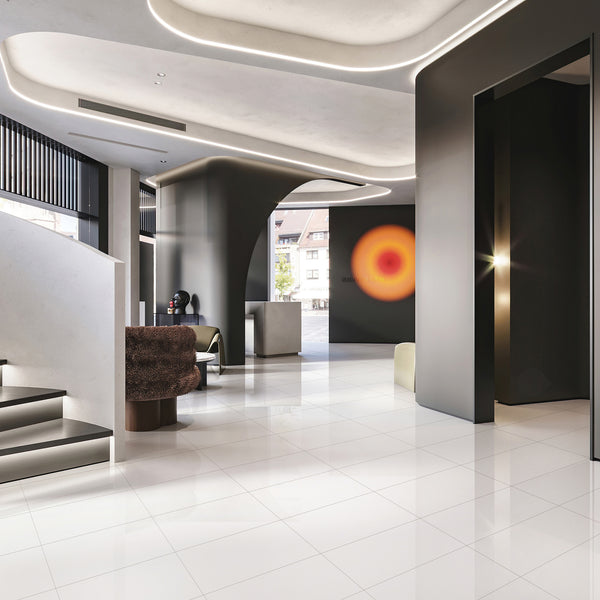 White Polished Tile - lifestyle view