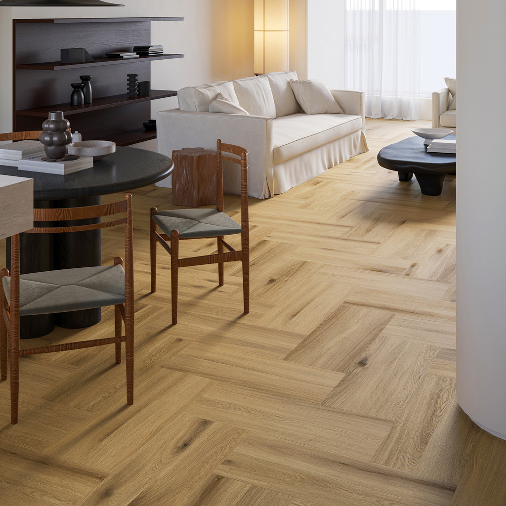 Teak Oak Herringbone Hybrid Textured - lifestyle view
