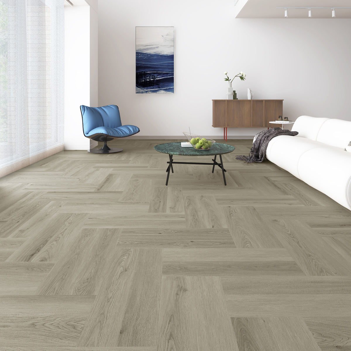 Grey Oak Herringbone Hybrid Textured - lifestyle view