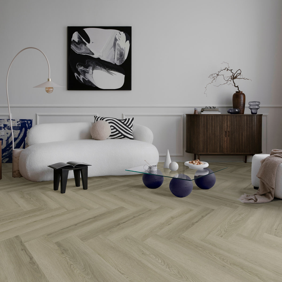 Grey Oak Herringbone Hybrid Textured - lifestyle view