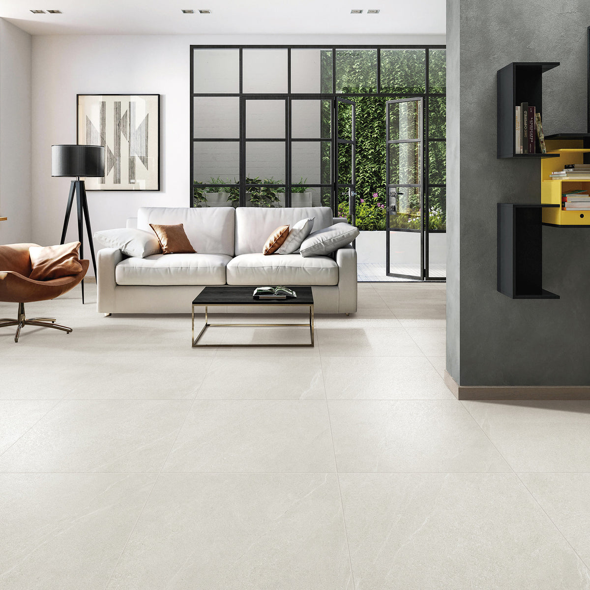 Sandstone White Lappato Tile - lifestyle view