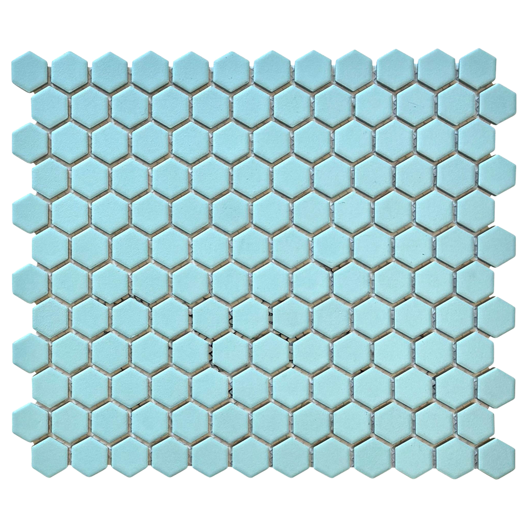 Regency Duck Egg Hexagon Textured Mosaic