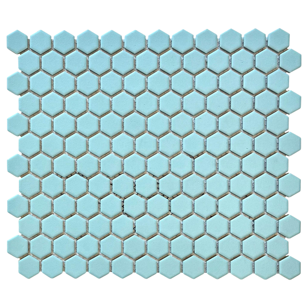 Regency Duck Egg Hexagon Textured Mosaic