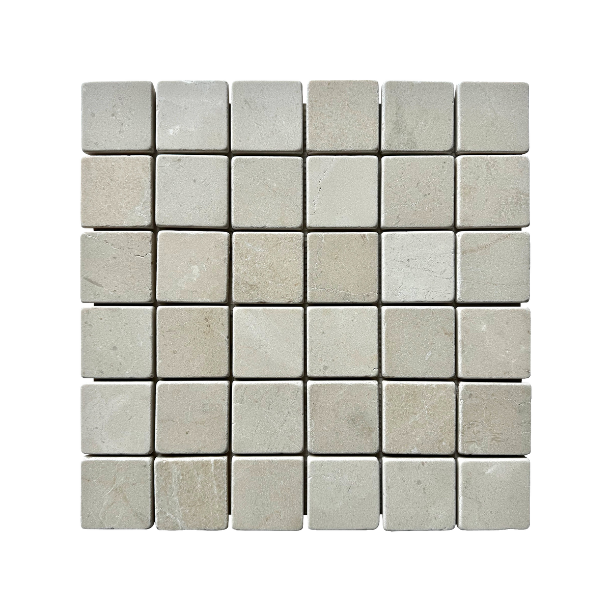 Natural Marble Crema Marfil Square Tumbled Mosaic