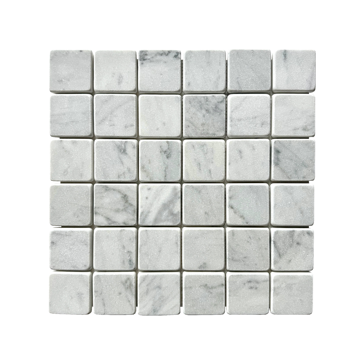 Natural Marble Carrara Bianco Square Tumbled Mosaic