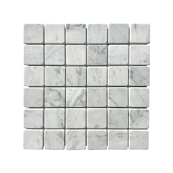 Natural Marble Carrara Bianco Square Tumbled Mosaic
