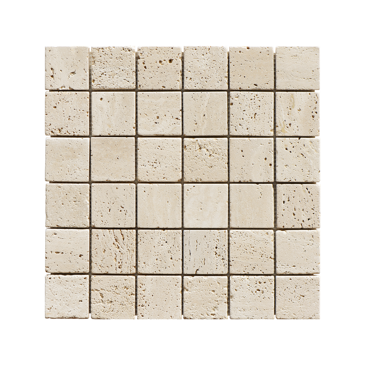 Natural Travertine Beige Square Tumbled Mosaic