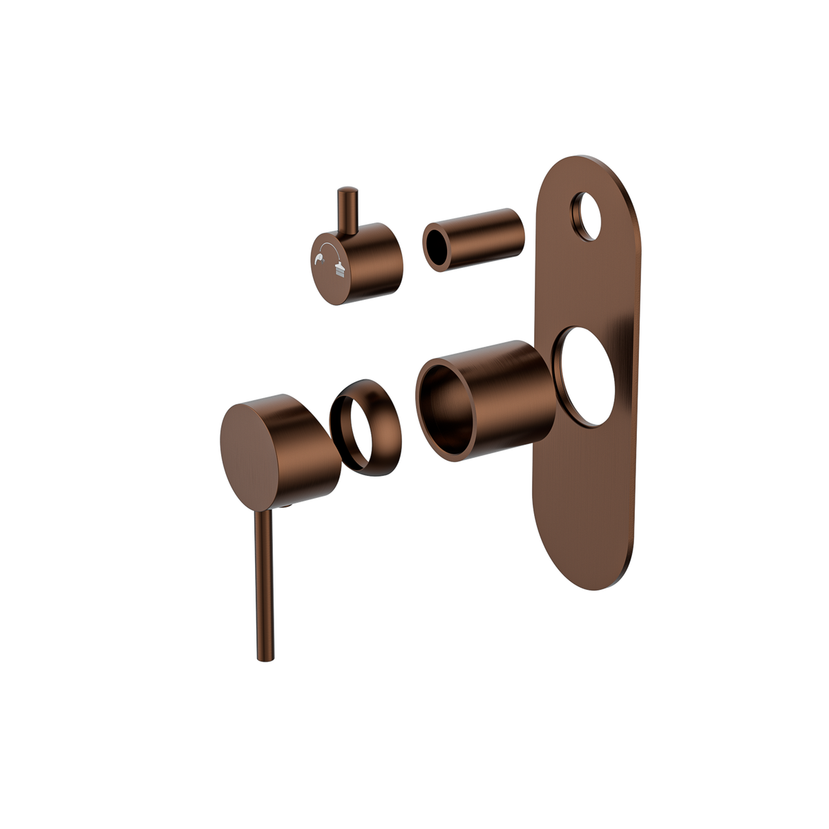 Wall/Shower Mixer W Divertor Trim Kit Brushed Copper