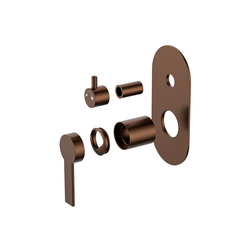 Wall/Shower Mixer W Divertor Trim Kit Brushed Copper