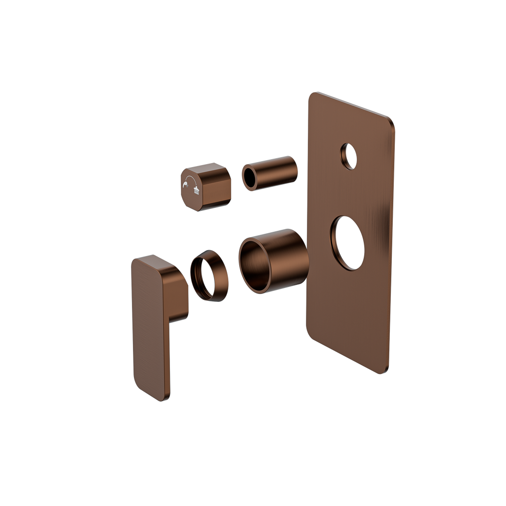 Wall/Shower Mixer W Divertor Trim Kit Brushed Copper