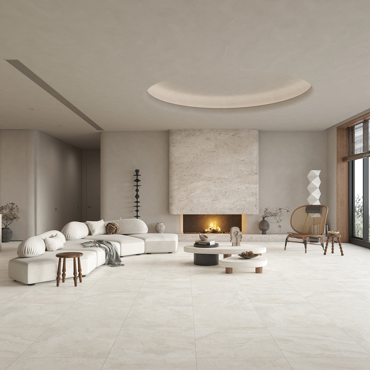 Travertine Avorio HiLite Silk Tile - lifestyle view