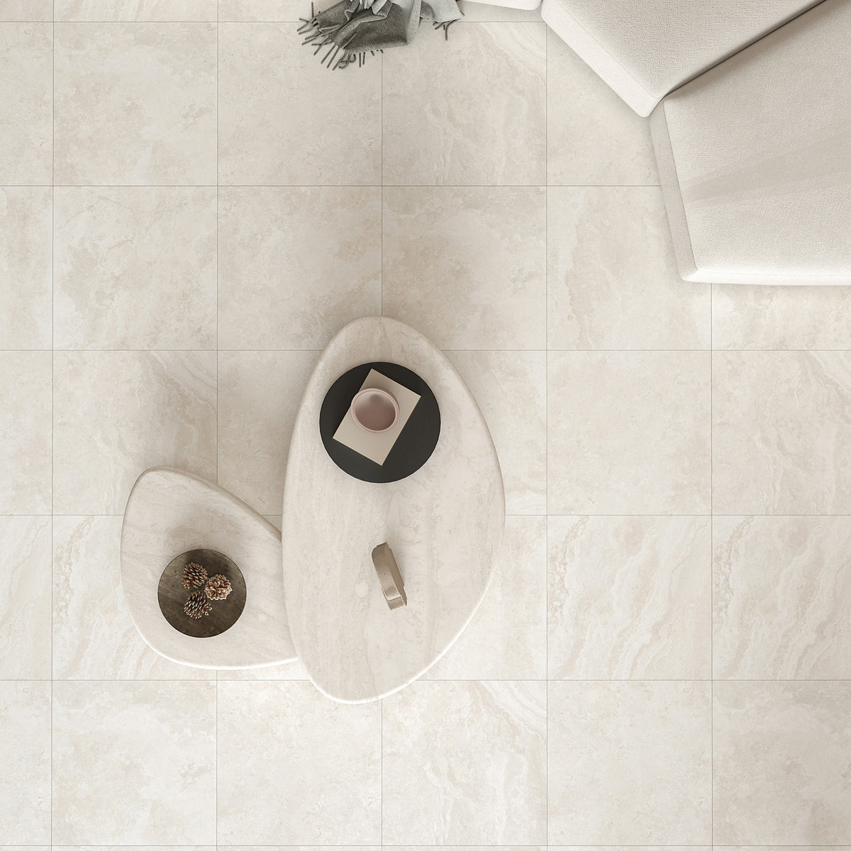 Travertine Avorio HiLite Silk Tile - lifestyle view