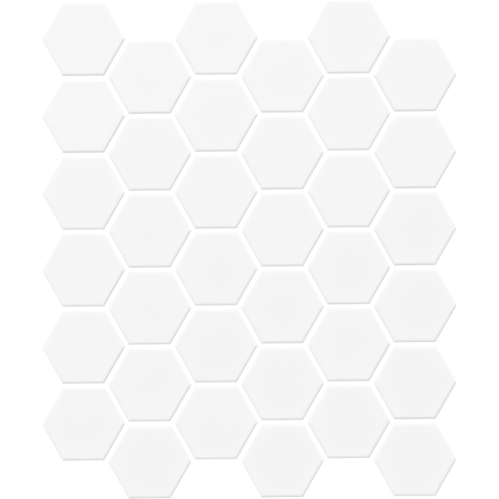 Mod Hexagon White Satin Mosaic