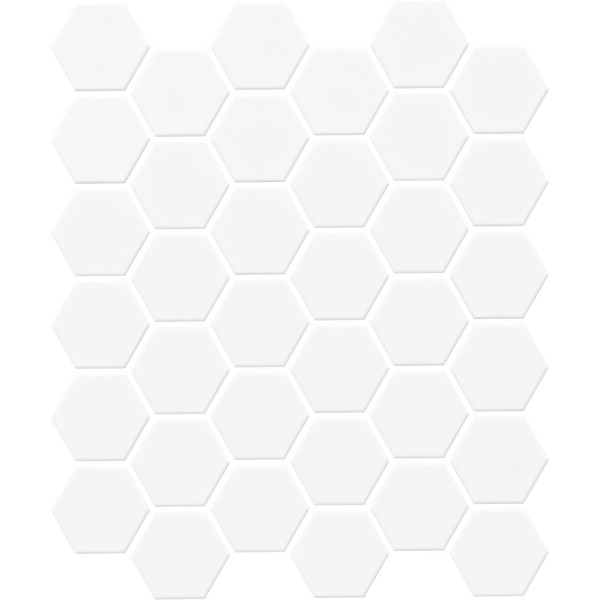 Mod Hexagon White Satin Mosaic