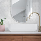 Hexagon White Satin Mosaic - lifestyle view