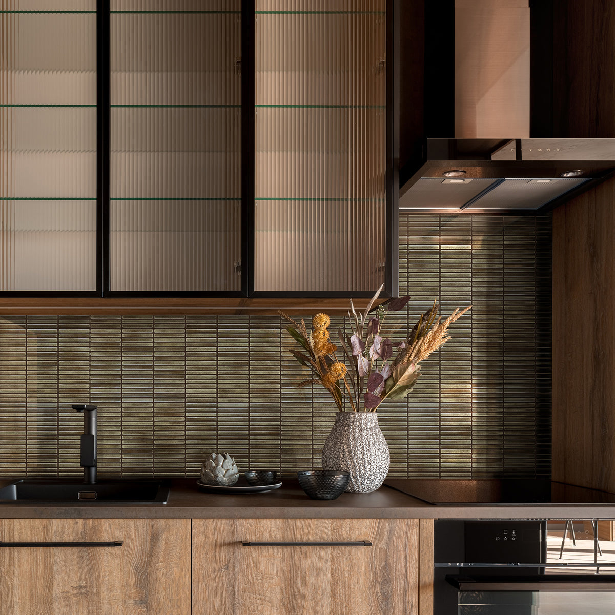 Fingers Espresso Embossed Gloss Mosaic - lifestyle view