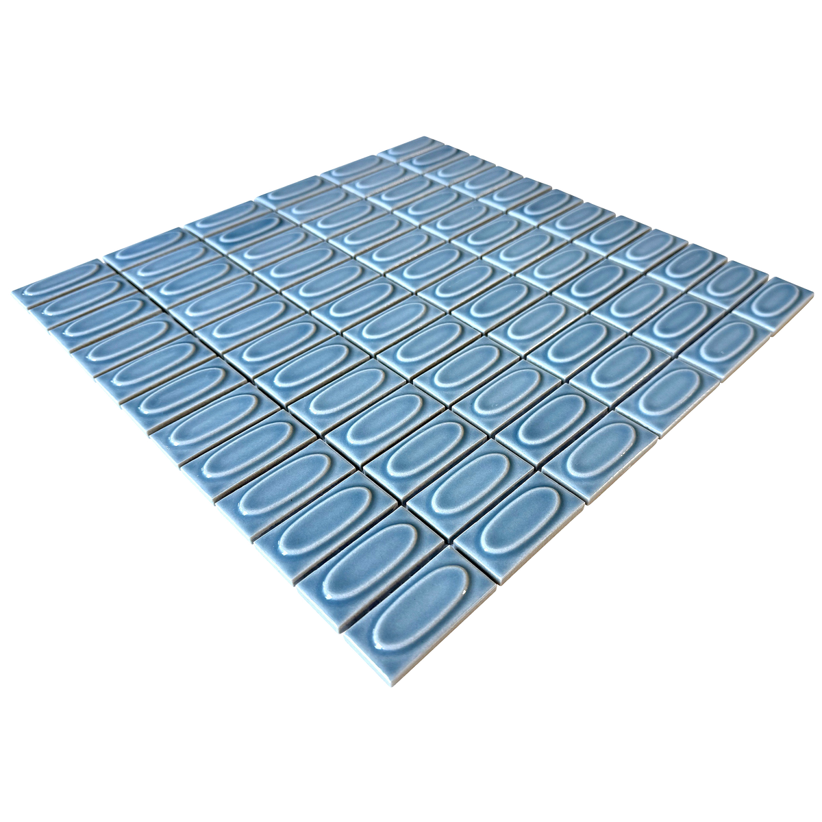 Trinket Drumlin Blue Embossed Gloss Mosaic
