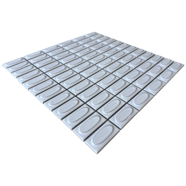 Trinket Drumlin White Embossed Gloss Mosaic