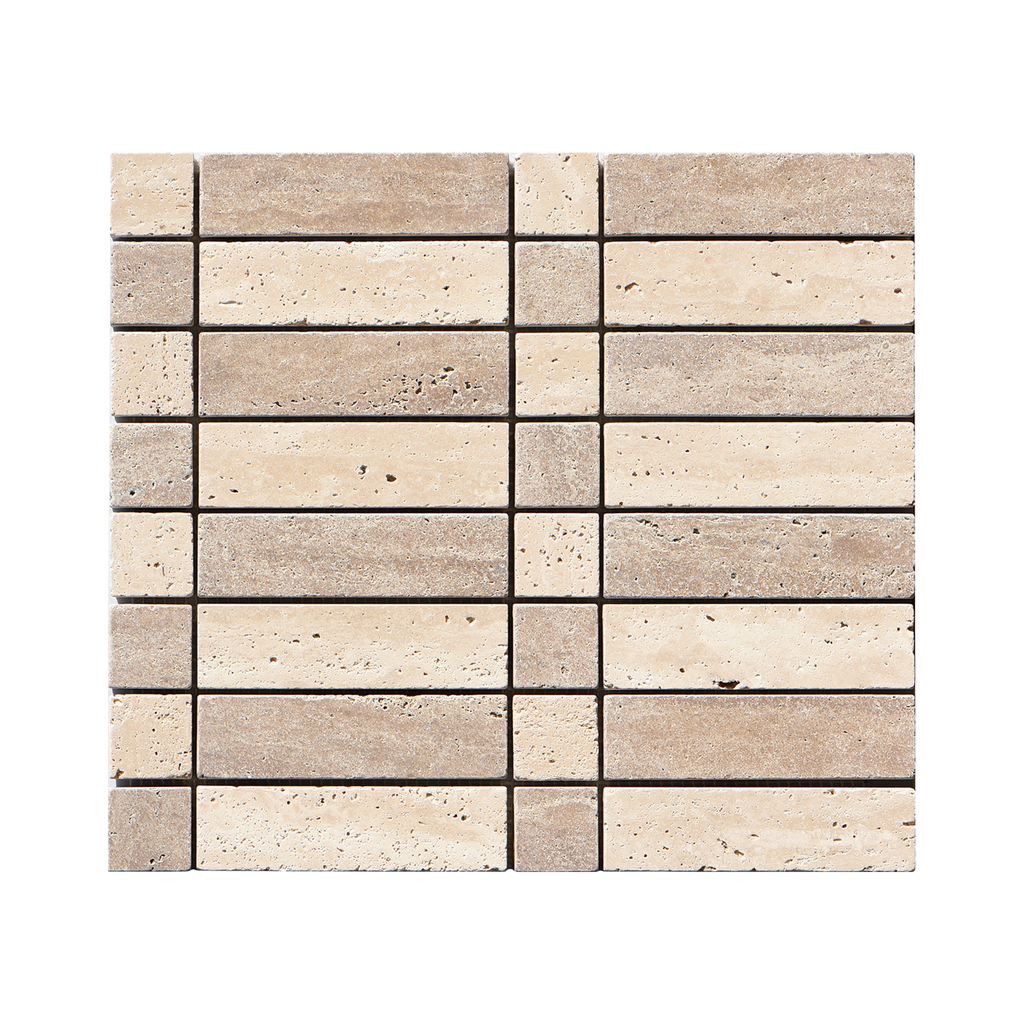 Natural Travertine Mix Tumbled Mosaic
