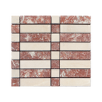 Natural Travertine Crema Marfil and Montecchio Red Tumbled Mosaic