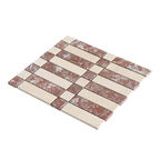 Natural Travertine Crema Marfil and Montecchio Red Tumbled Mosaic