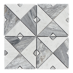 Natural Marble Duomo Bianco & Carrara Grey Mix Honed Mosaic