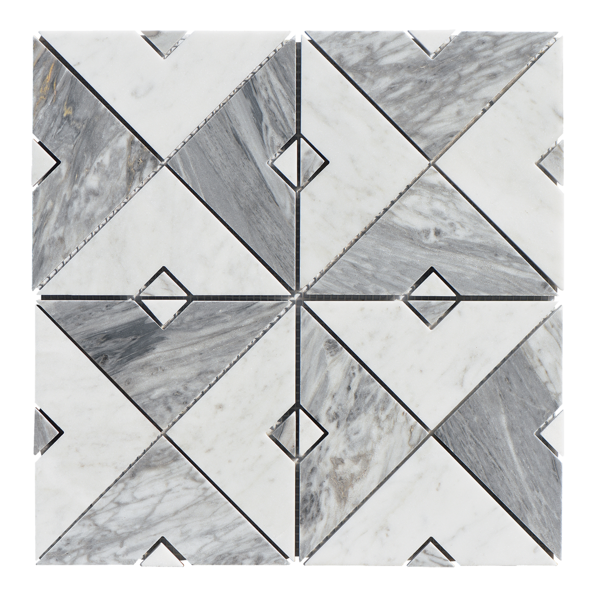 Natural Marble Duomo Bianco & Carrara Grey Mix Honed Mosaic
