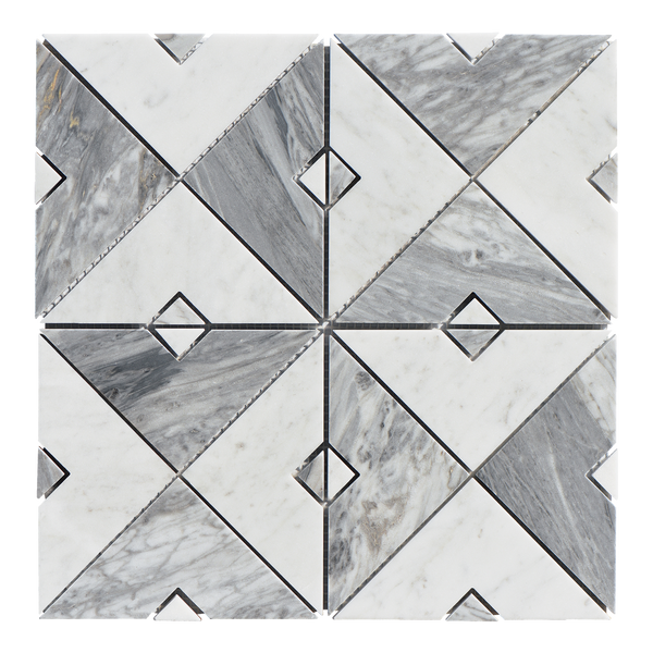 Natural Marble Duomo Bianco & Carrara Grey Mix Honed Mosaic