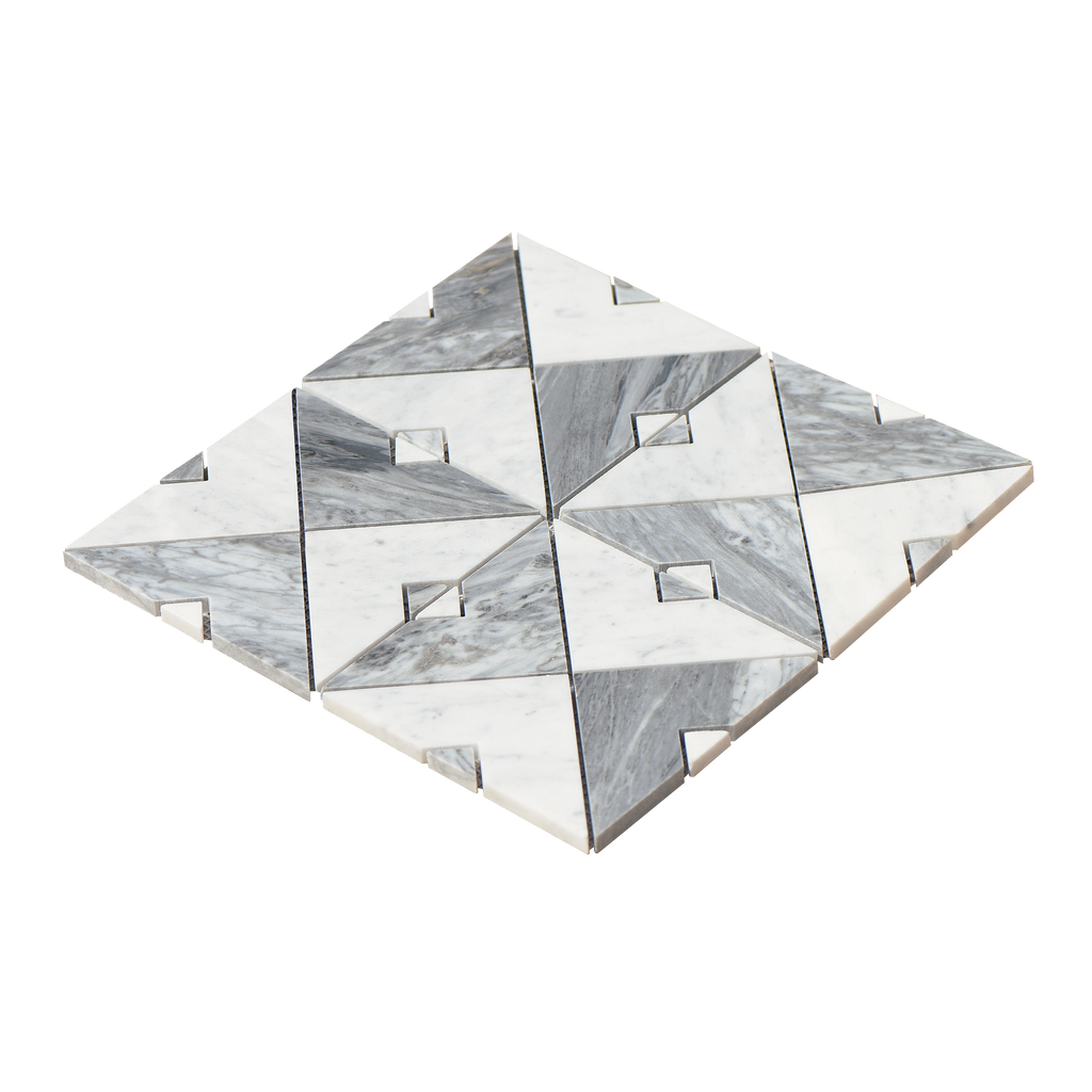 Natural Marble Duomo Bianco & Carrara Grey Mix Honed Mosaic