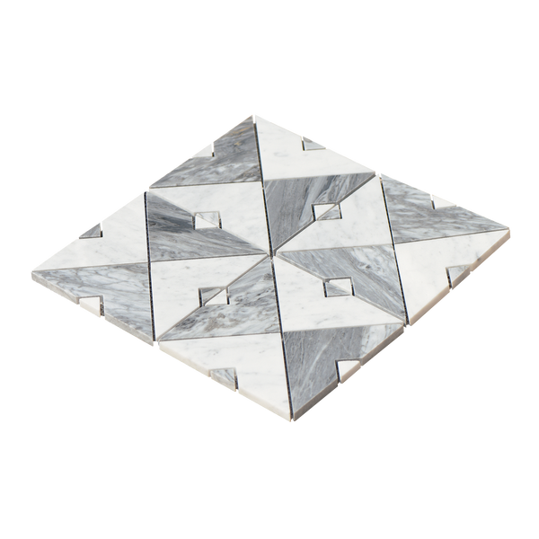 Natural Marble Duomo Bianco & Carrara Grey Mix Honed Mosaic