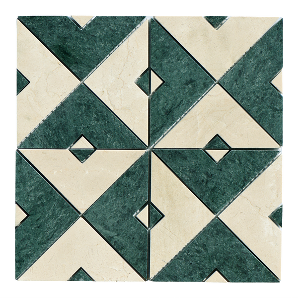 Natural Marble Duomo Crema Marfil & Taj Green Mix Honed Mosaic