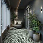 Natural Marble Duomo Crema Marfil & Taj Green Mix Honed Mosaic - lifestyle view