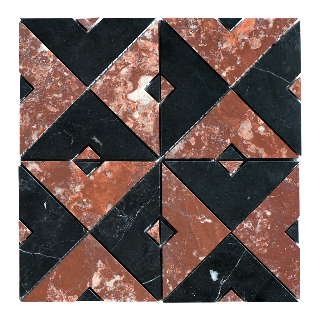 Natural Marble Duomo Montecchio & Nero Mix Honed Mosaic