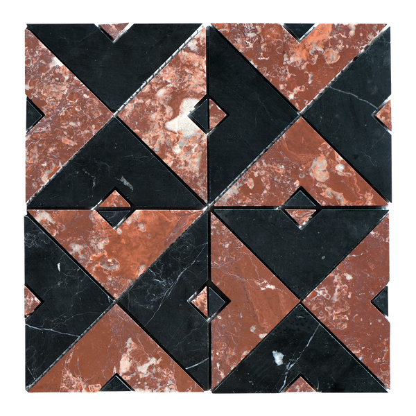 Natural Marble Duomo Montecchio & Nero Mix Honed Mosaic
