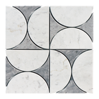 Natural Marble Orbit Bianco & Carrara Grey Mix Honed Mosaic