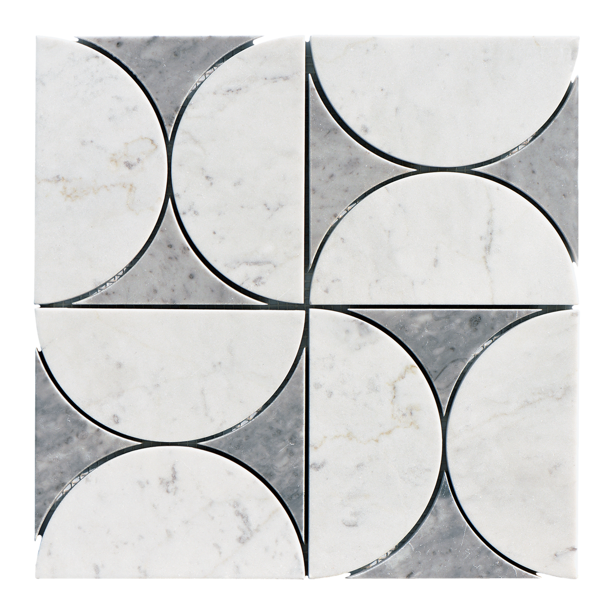 Natural Marble Orbit Bianco & Carrara Grey Mix Honed Mosaic
