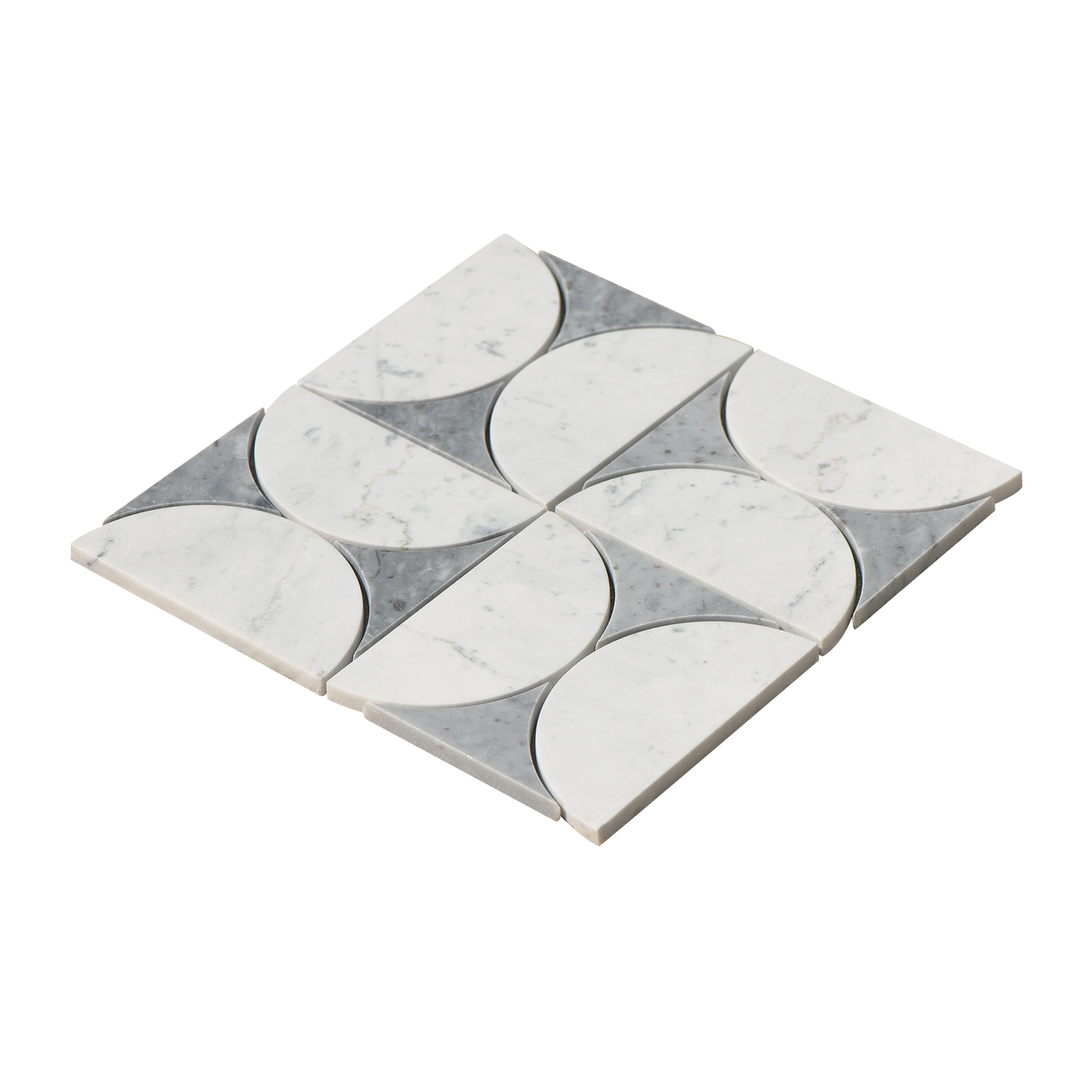Natural Marble Orbit Bianco & Carrara Grey Mix Honed Mosaic