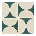 Natural Marble Orbit Crema Marfil & Taj Green Mix Honed Mosaic
