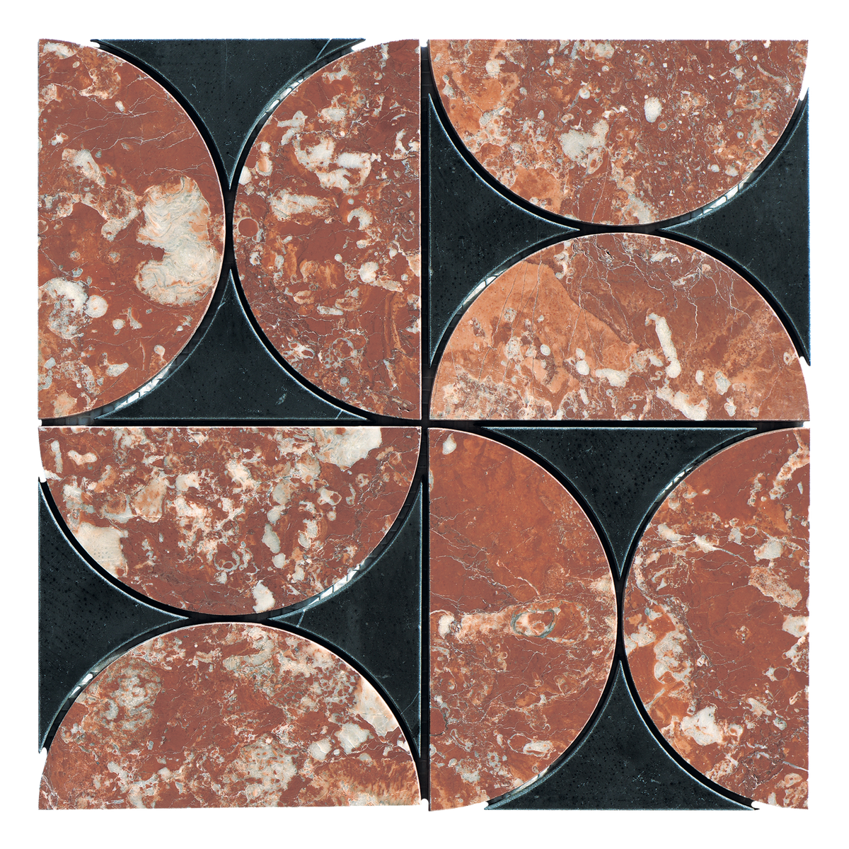 Natural Marble Orbit Montecchio & Nero Mix Honed Mosaic