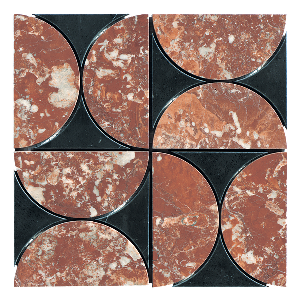 Natural Marble Orbit Montecchio & Nero Mix Honed Mosaic