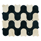 Natural Marble Clyde Crema Marfil & Nero Mix Honed Mosaic