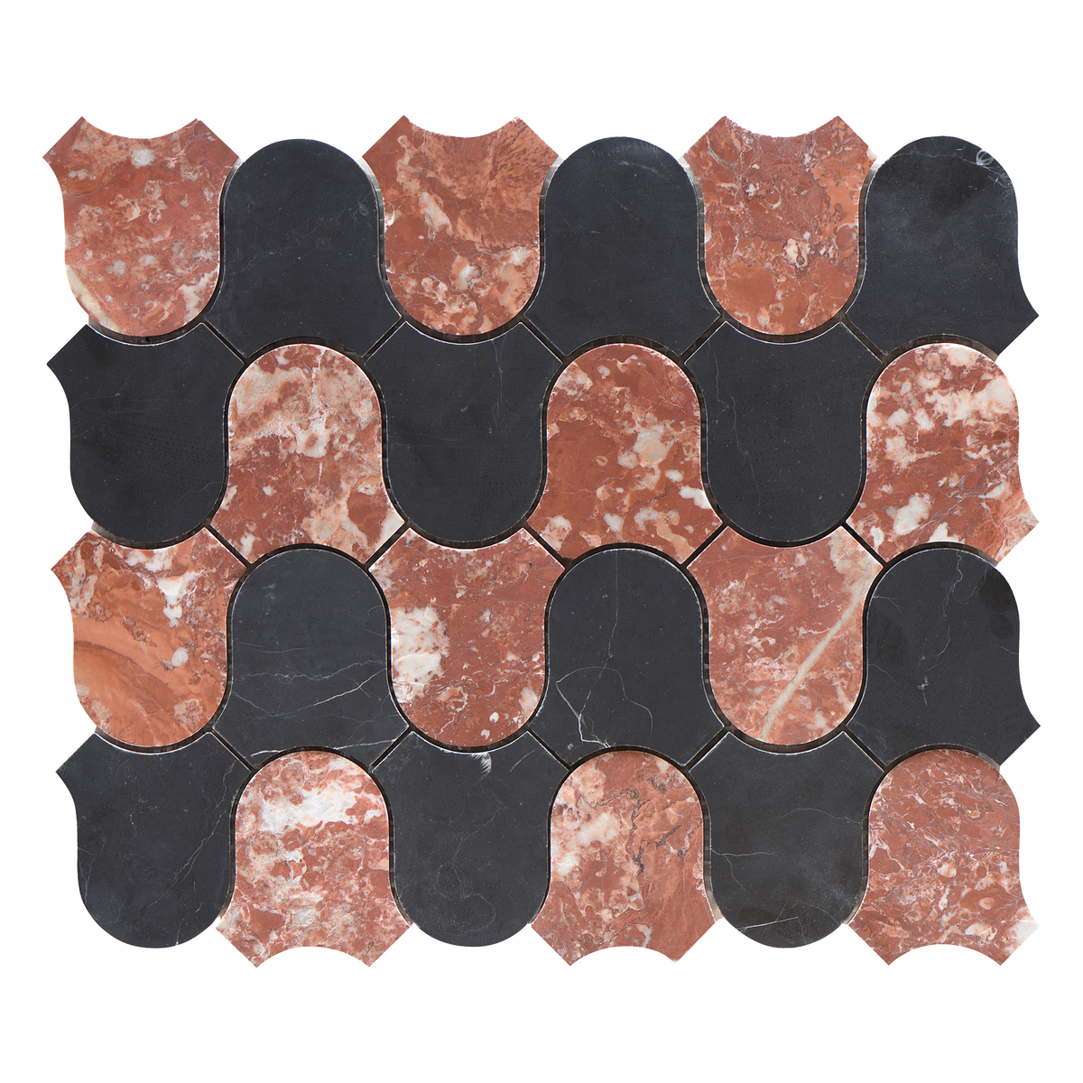Natural Marble Clyde Montecchio & Nero Mix Honed Mosaic