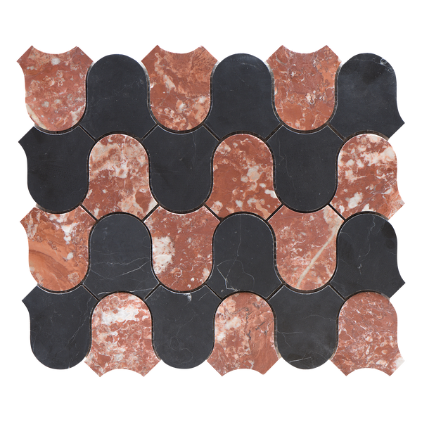 Natural Marble Clyde Montecchio & Nero Mix Honed Mosaic