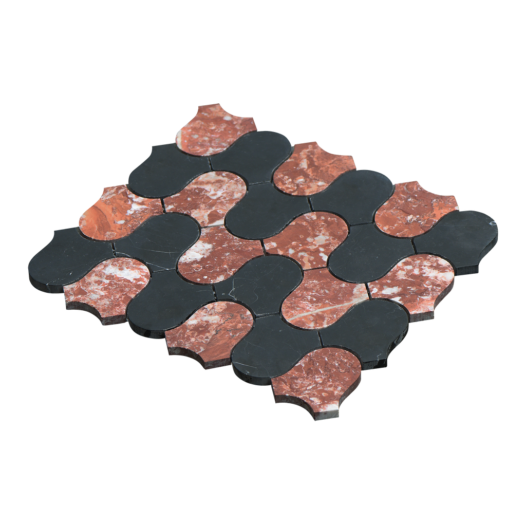 Natural Marble Clyde Montecchio & Nero Mix Honed Mosaic