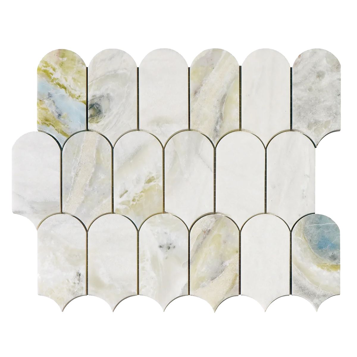 Natural Marble Cascade River Blue Honed Mosaic