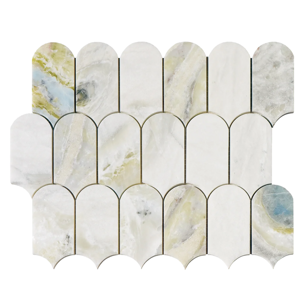 Natural Marble Cascade River Blue Honed Mosaic