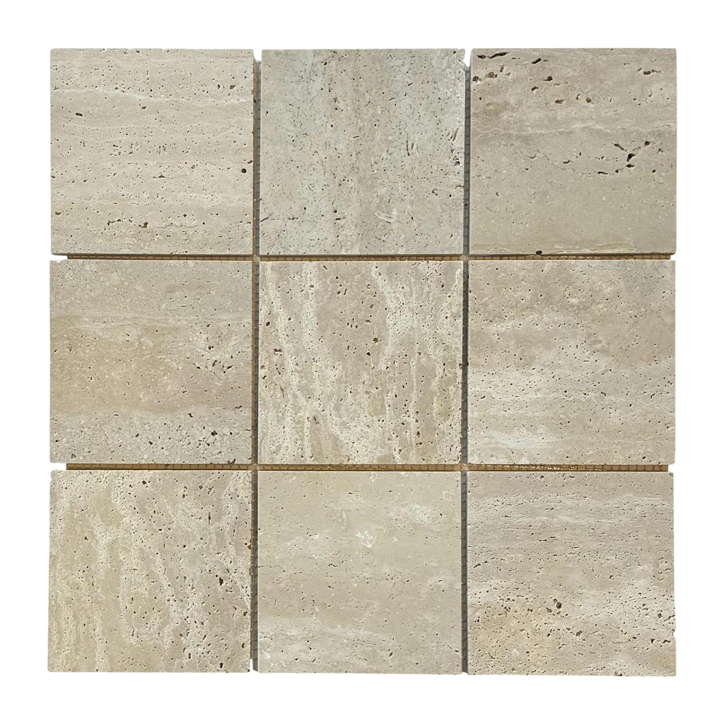 Natural Travertine Square Beige Honed Mosaic