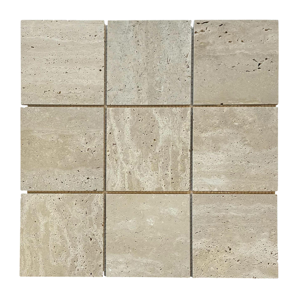 Natural Travertine Square Beige Honed Mosaic