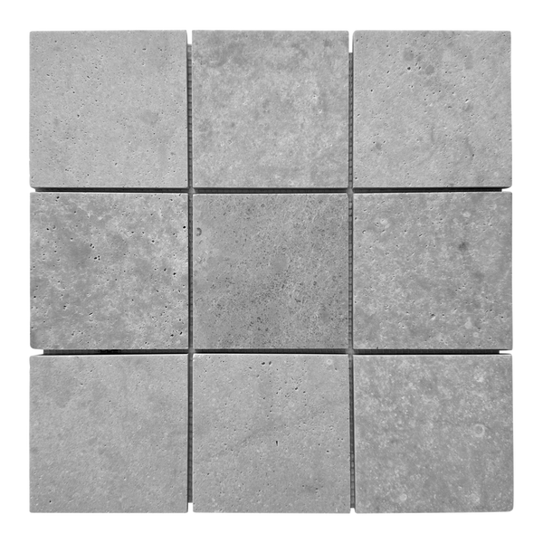 Natural Travertine Square Grey Honed Mosaic