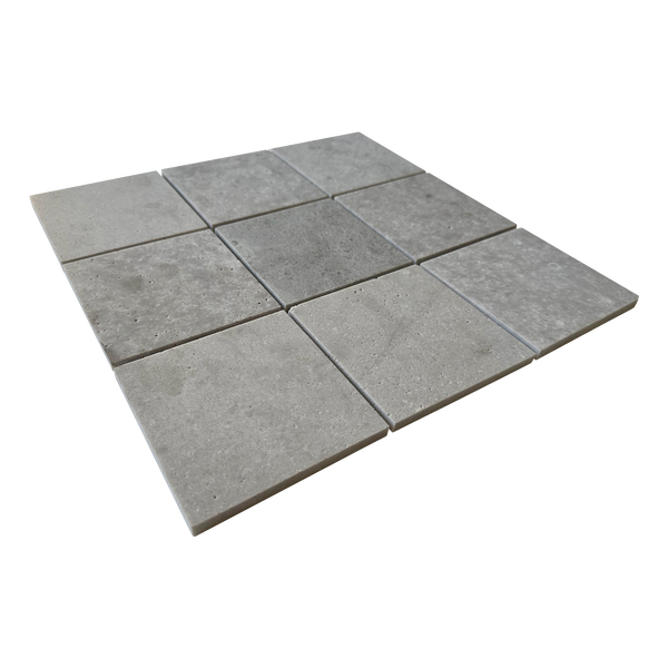 Natural Travertine Square Grey Honed Mosaic